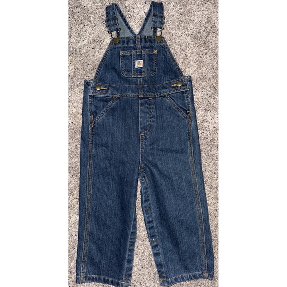 24M Carhartt Denim Overalls Baby Toddler‎ 24 Months Blue Jeans EUC - Picture 1 of 6